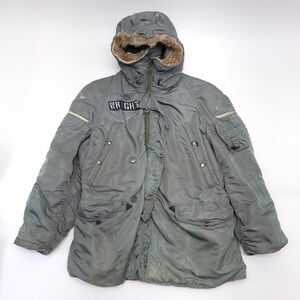 USAF N-3B Extreme Cold Weather Snorkel Parka Jacket Sage Green Medium Field Worn